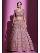 Mauve Georgette Embroidered Designer Lehenga Choli