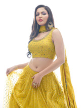 Mustard Art Silk Designer Lehenga