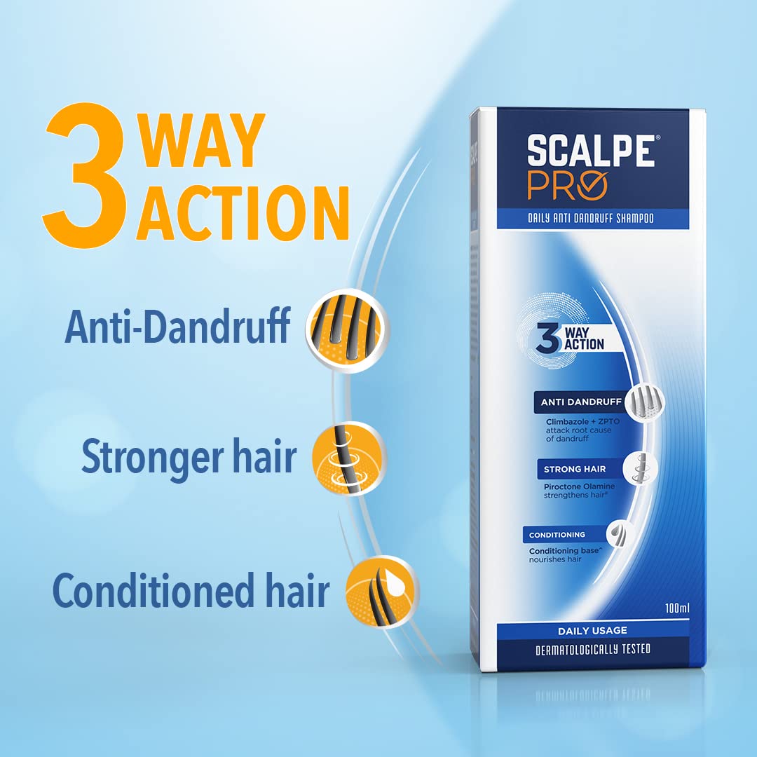 Scalpe Pro Daily Anti-Dandruff Shampoo | Removes Dandruff From Source | Helps With Itching, Irritation & Redness Accompanying Dandruff | Climbazole & Zpto Formulation