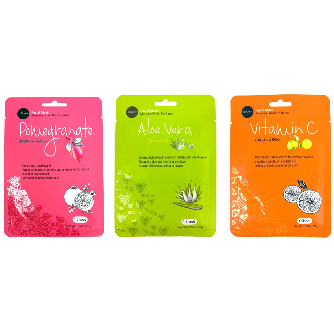 Celavi Essence Facial Sheet Face Mask Variety Set Classic Authentic Korean Moisturizing Skincare (12 - Packs) - Vamzn#