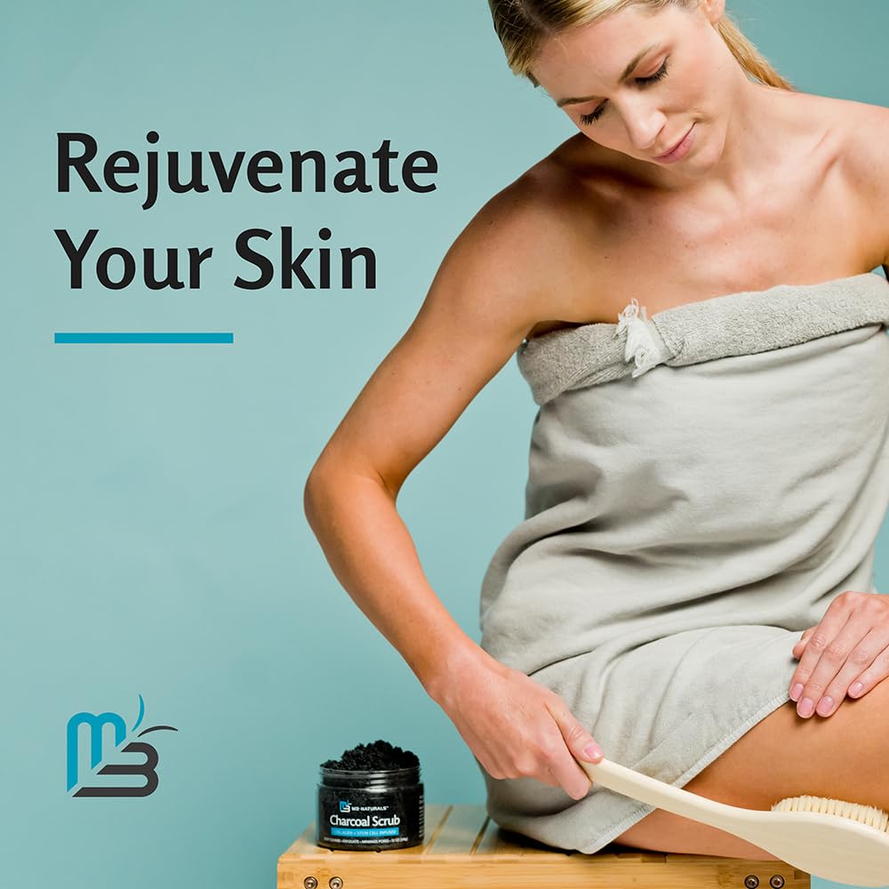 Charcoal Scrub Face Foot & Body Exfoliator Infused with Collagen and Stem Cell Natural Exfoliating Salt Body Scrub for Toning Skin Cellulite Skin Care Body by M3 Naturals - Vamzn#