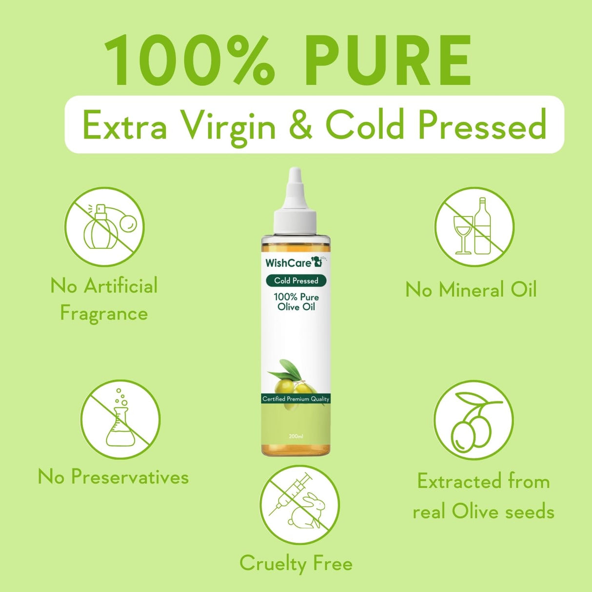 WishCare 100% Pure Premium Cold Pressed Olive Oil