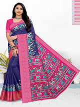 Navy Soft Chanderi Silk saree