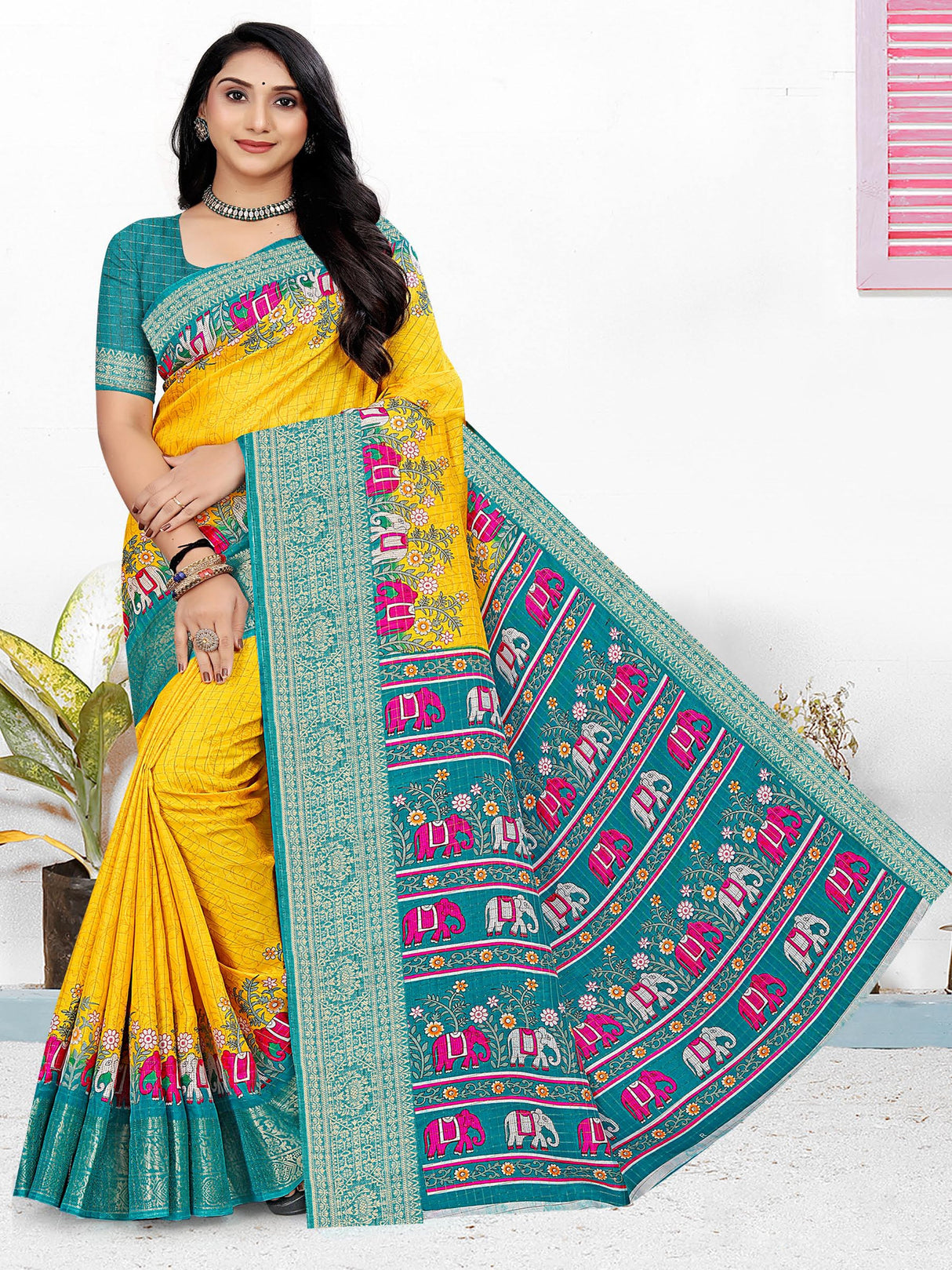 Navy Soft Chanderi Silk saree