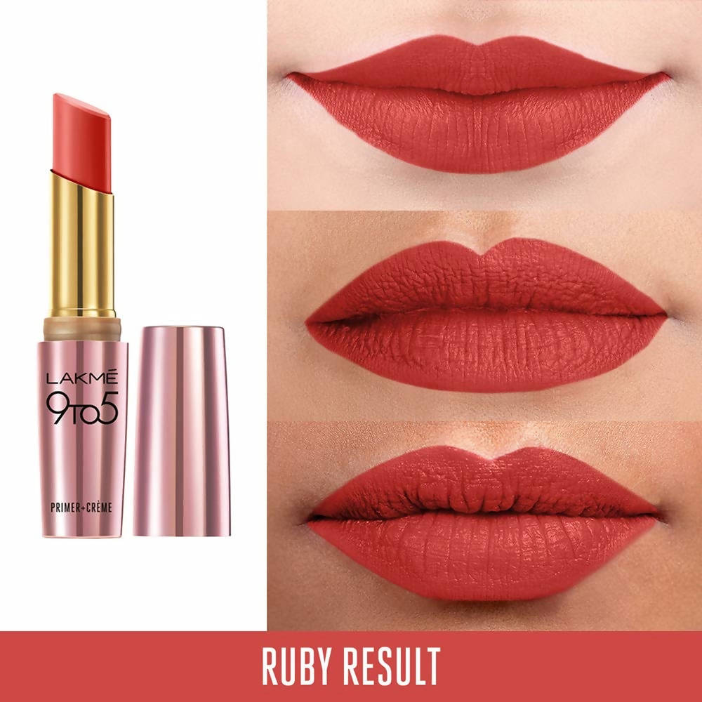 Lakme 9To5 Primer + Creme Lip Color - Ruby Result CR1