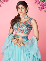 Sky Blue Art Silk Designer Lehenga