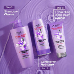 L'Oreal Paris Hyaluron Moisture Combo for 72HR Hydrated Hair Shampoo + Conditioner + Night Cream