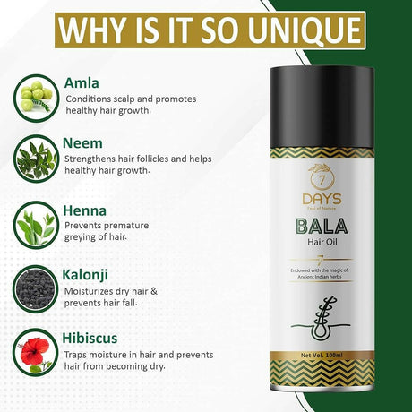 7 Days Bala Hair Oil For Promotes Hair Growth - Vamzn#