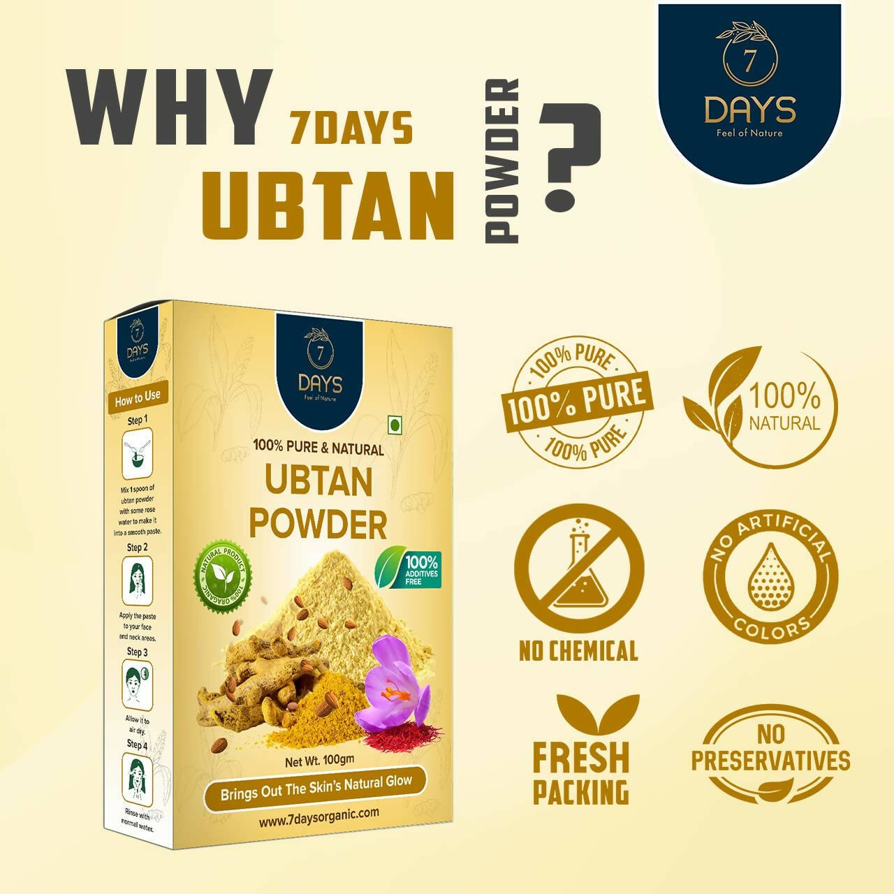 7 Days Ubtan Powder Face Pack - Vamzn#