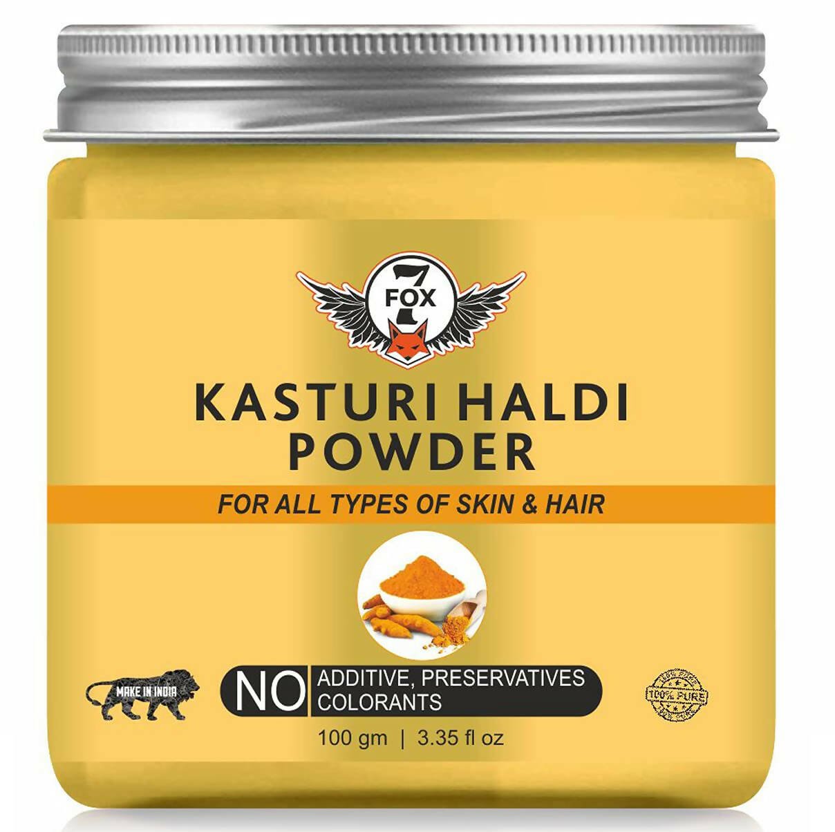 7 Fox Organic Kasturi Haldi Powder, 100% Pure, No Additives - Vamzn#