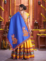 Yellow Art Silk Gamthi Work Designer Lehenga