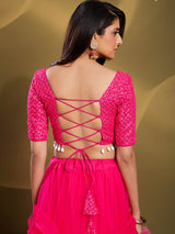 Pink Soft Net Embroidered Designer Lehenga