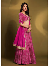 Pink Crepe Embroidered Designer Lehenga