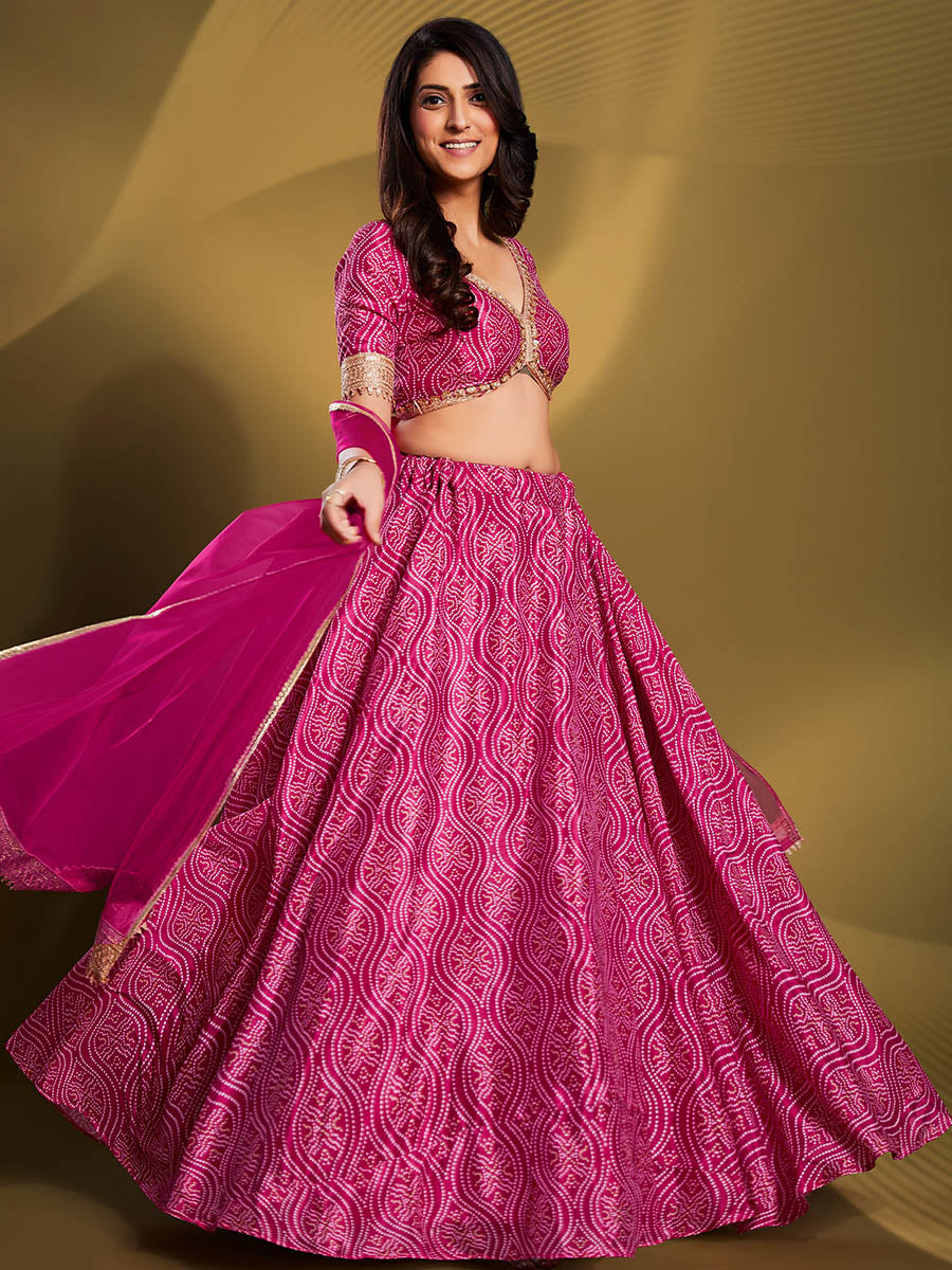 Pink Crepe Embroidered Designer Lehenga