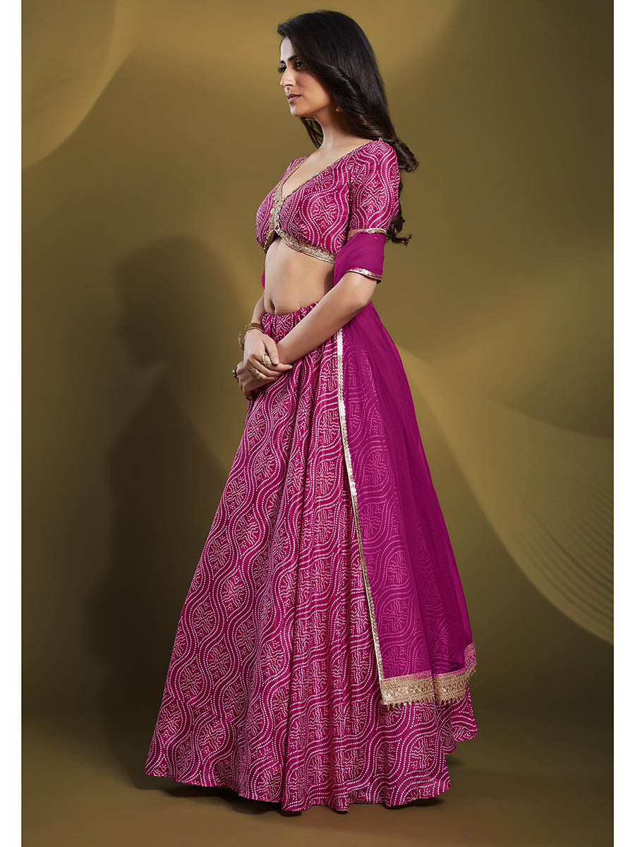 Pink Crepe Embroidered Designer Lehenga