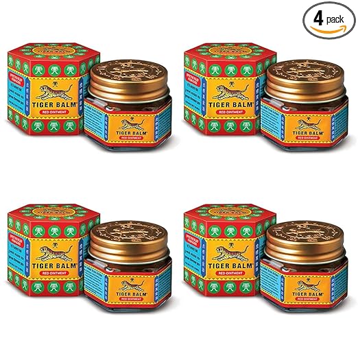 Tiger Balm Red Ointment | 21ml each | Pack of 4 | Ayurvedic Pain Relief Balm | for Effective Relief from Joint Pain, Back Pain, Body Pain, Knee Pain, Muscular Ache & Sprain | Combo Pack