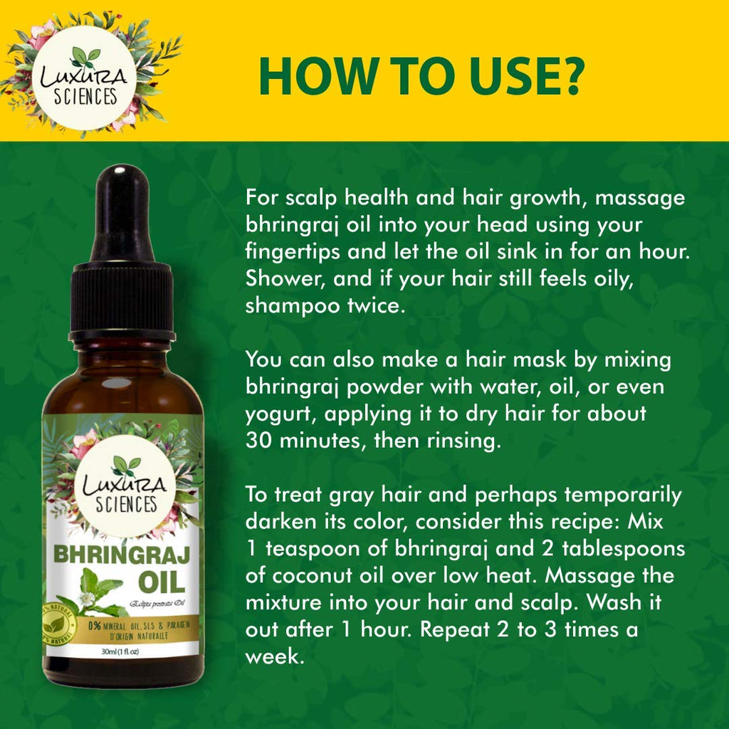 Luxura Sciences Organic Bhringraj Oil Pure and Natural Premium Therapeutic Grade Oil