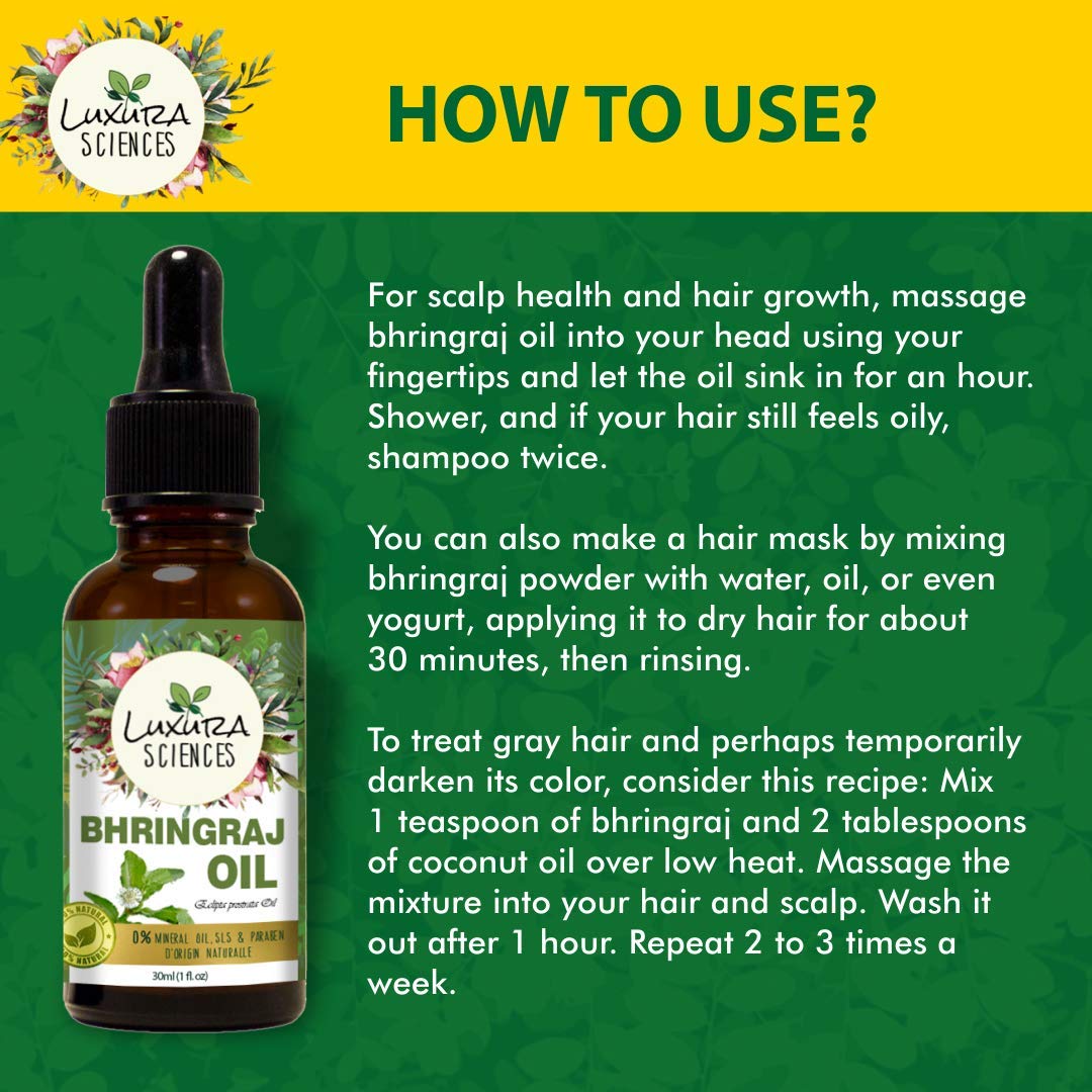 Luxura Sciences Organic Bhringraj Oil Pure and Natural Premium Therapeutic Grade Oil