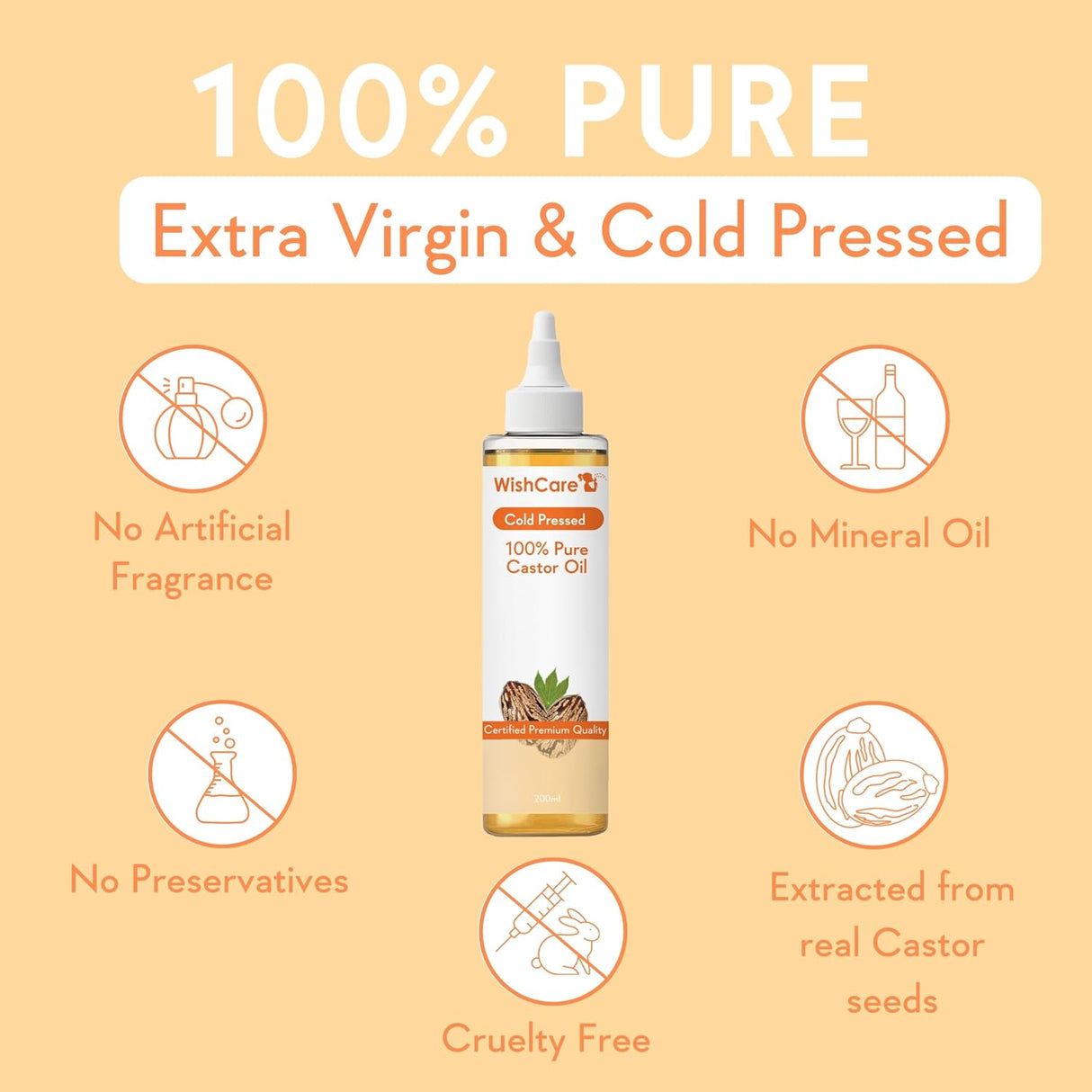 WishCare Premium Cold Pressed Castor Oil