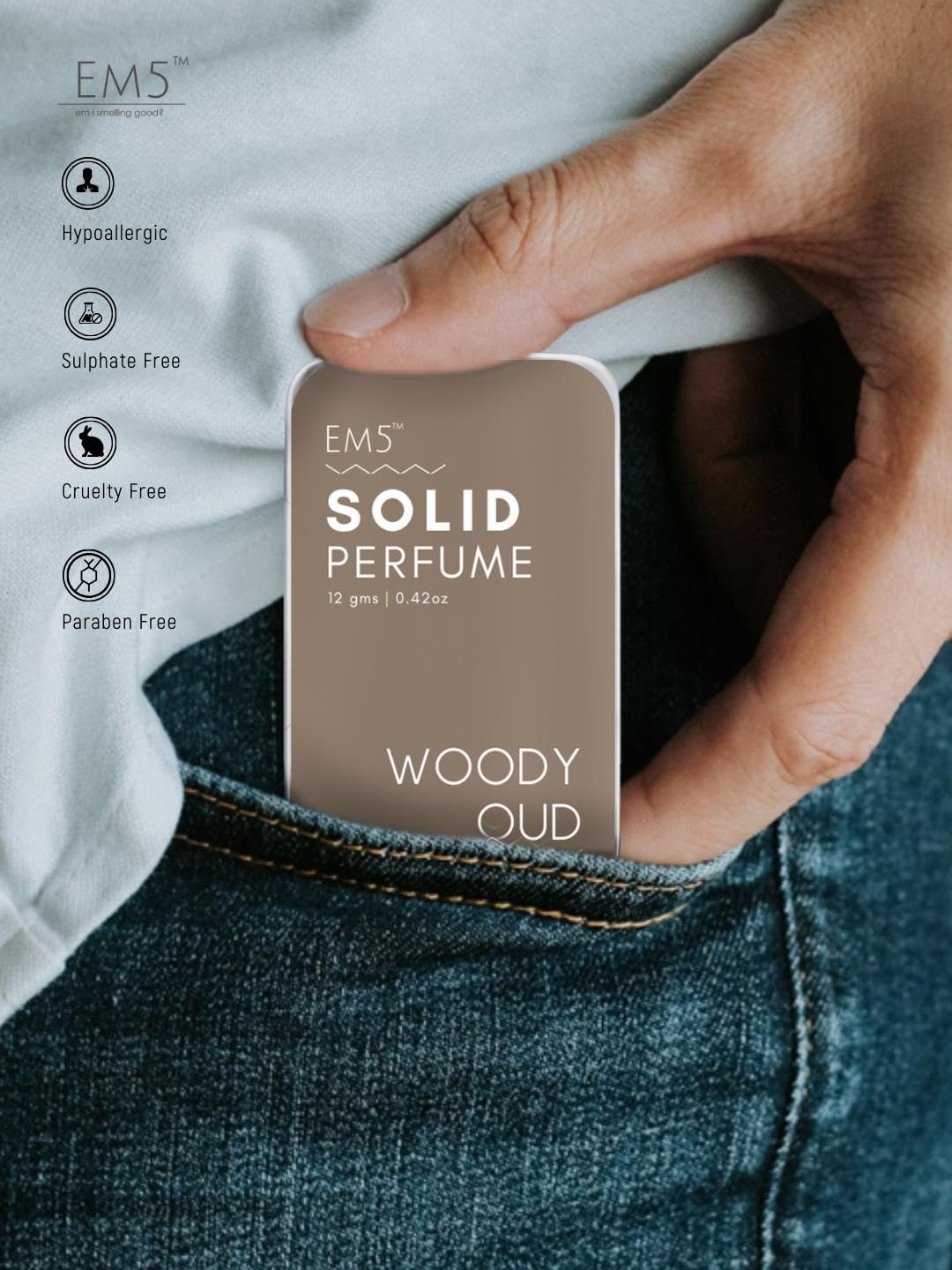 EM5™ Combo Pack of Alcohol Free Solid Perfumes | Woody Oud & Nomade for Men & Women | Non - Greasy Cologne | Strong & Lasting Fragrance | Gifting Pack for Him & Her - Vamzn#