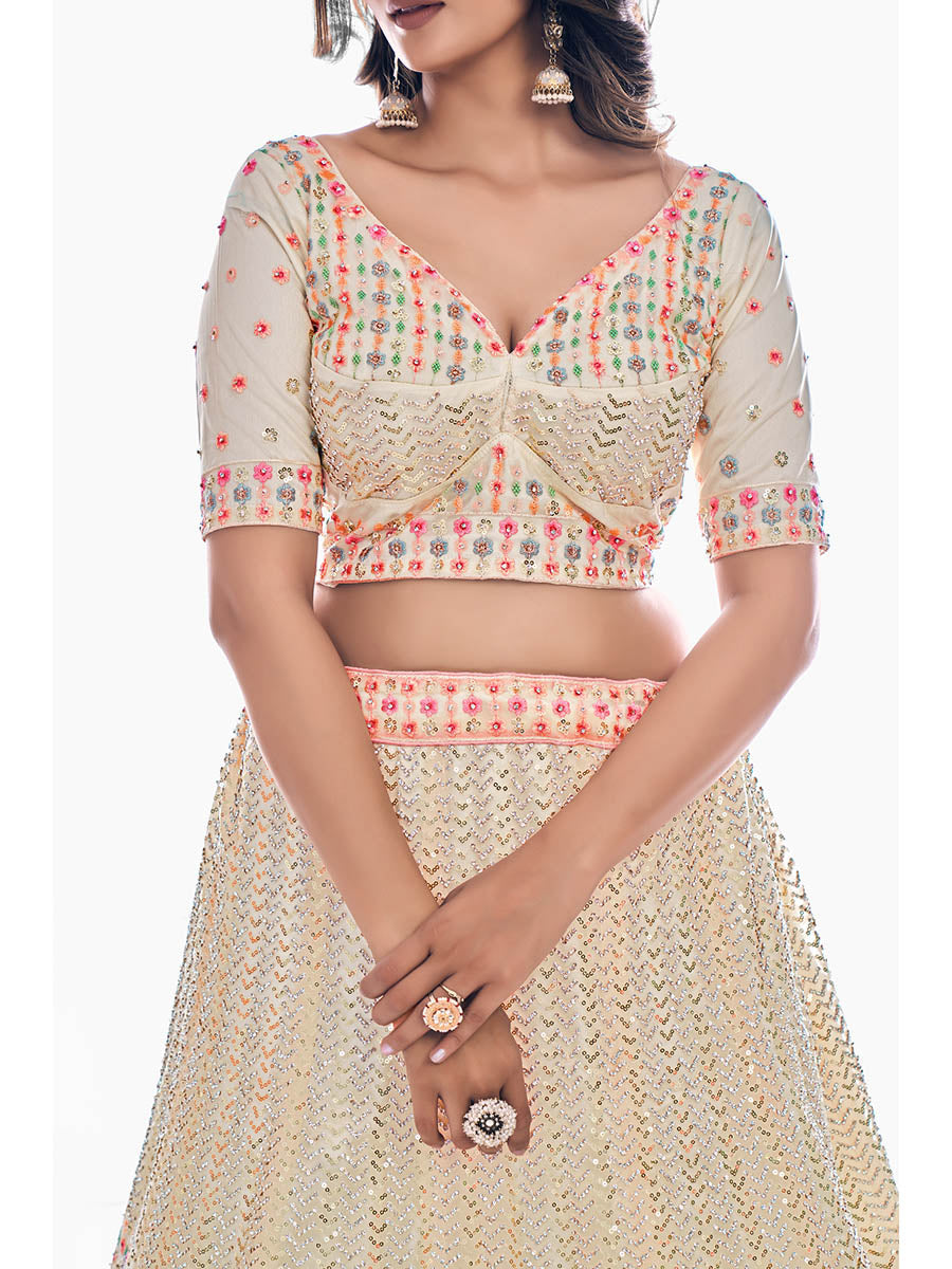 White Soft Net Embroidered Designer Lehenga Choli