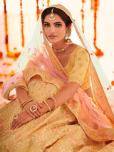 Yellow Organza Embroidered Designer Lehenga