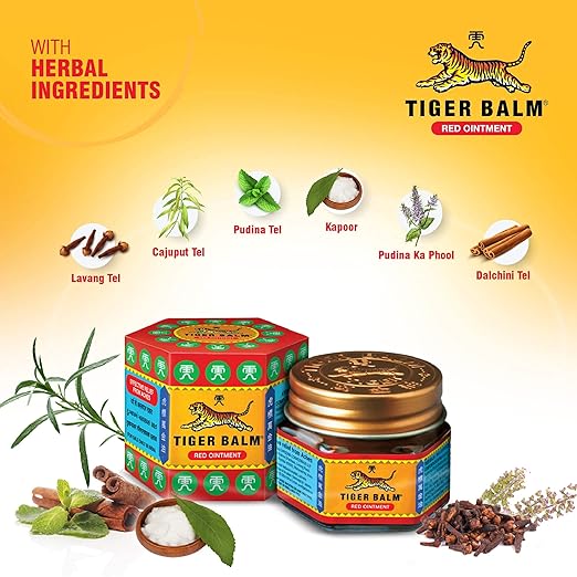 Tiger Balm Red Ointment | 21ml each | Pack of 4 | Ayurvedic Pain Relief Balm | for Effective Relief from Joint Pain, Back Pain, Body Pain, Knee Pain, Muscular Ache & Sprain | Combo Pack