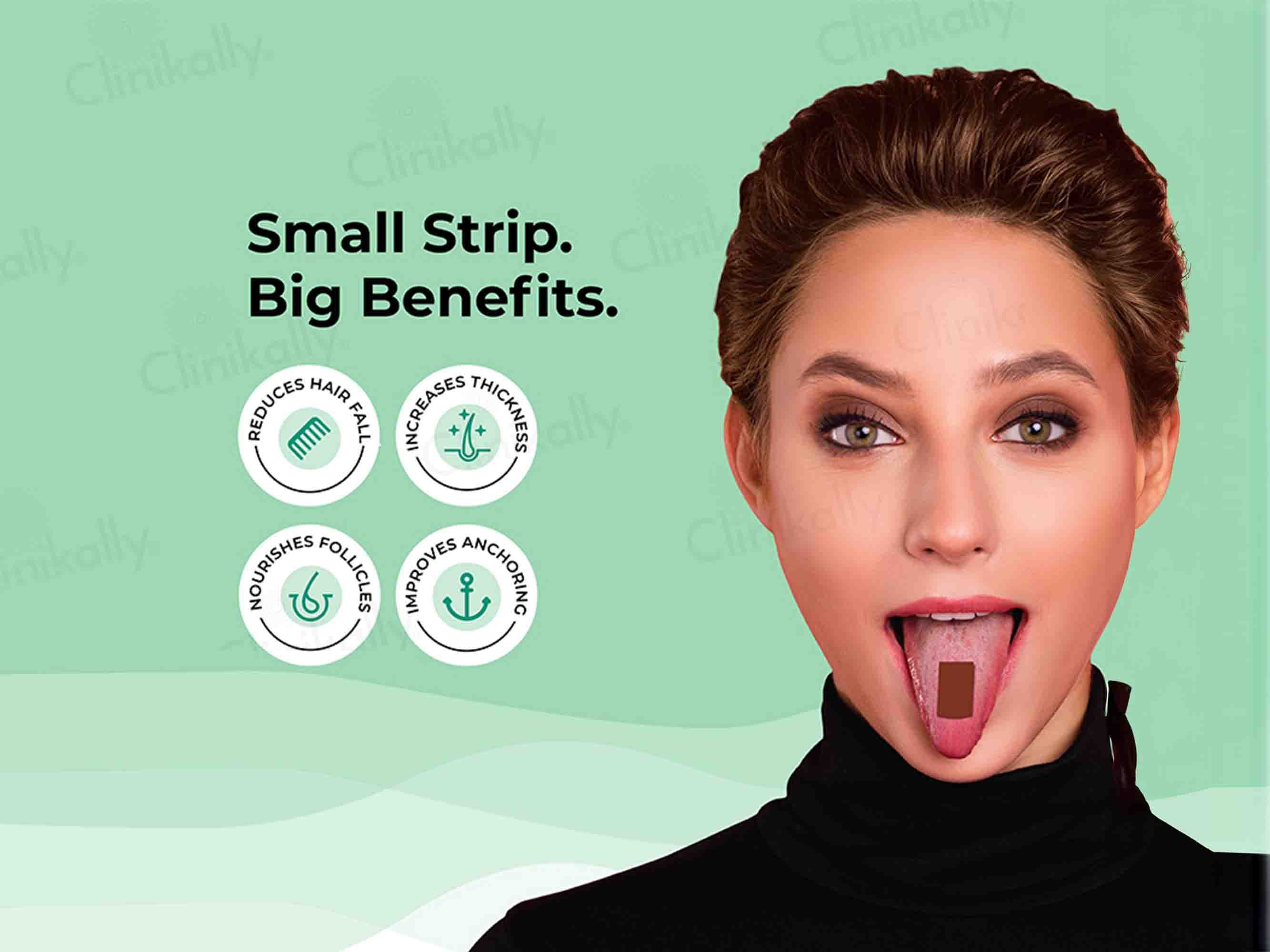 Wellbeing Nutrition Melts Into Hair Fall Control Oral Strip - Tropical Strawberry Flavour