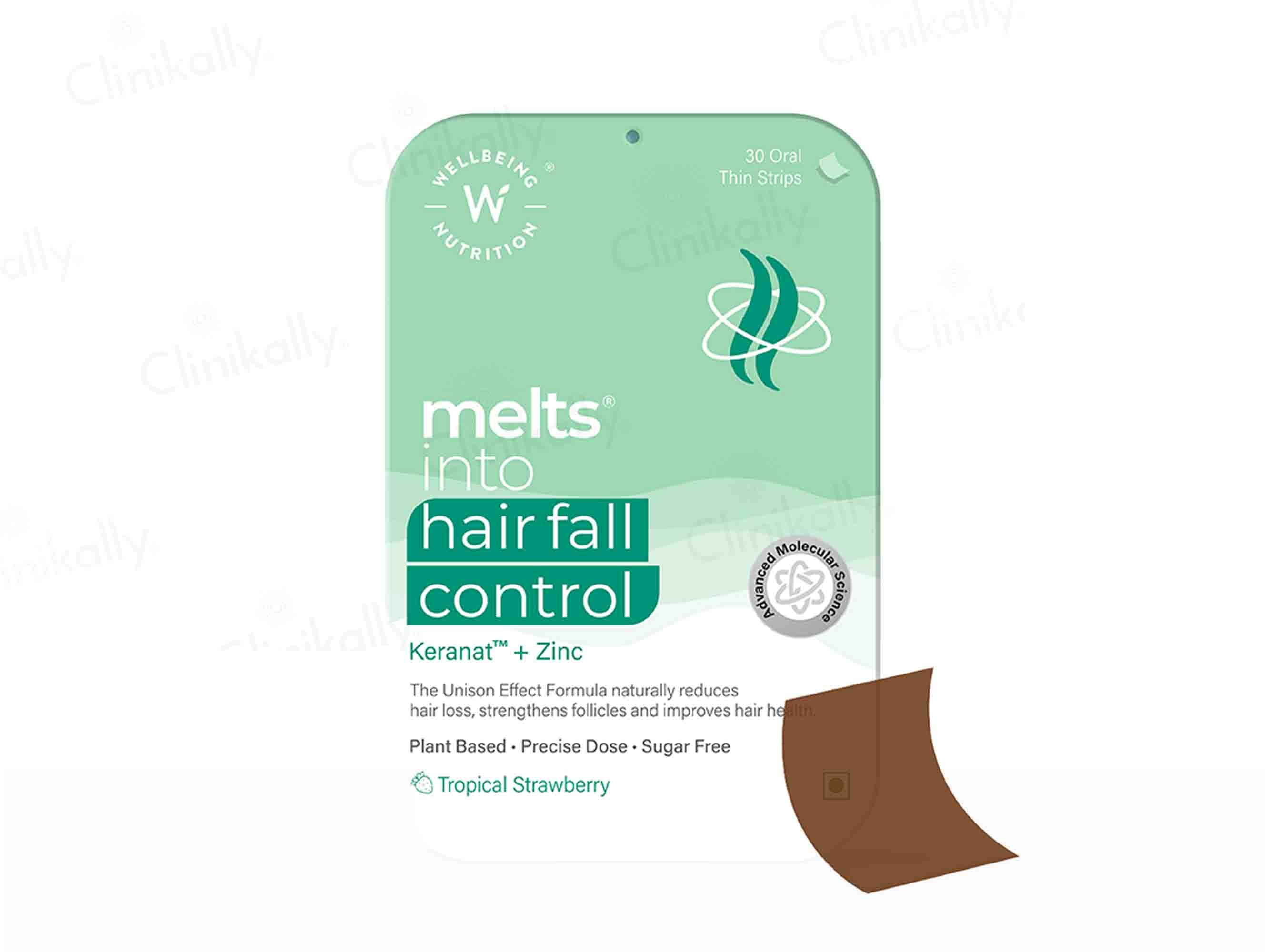 Wellbeing Nutrition Melts Into Hair Fall Control Oral Strip - Tropical Strawberry Flavour