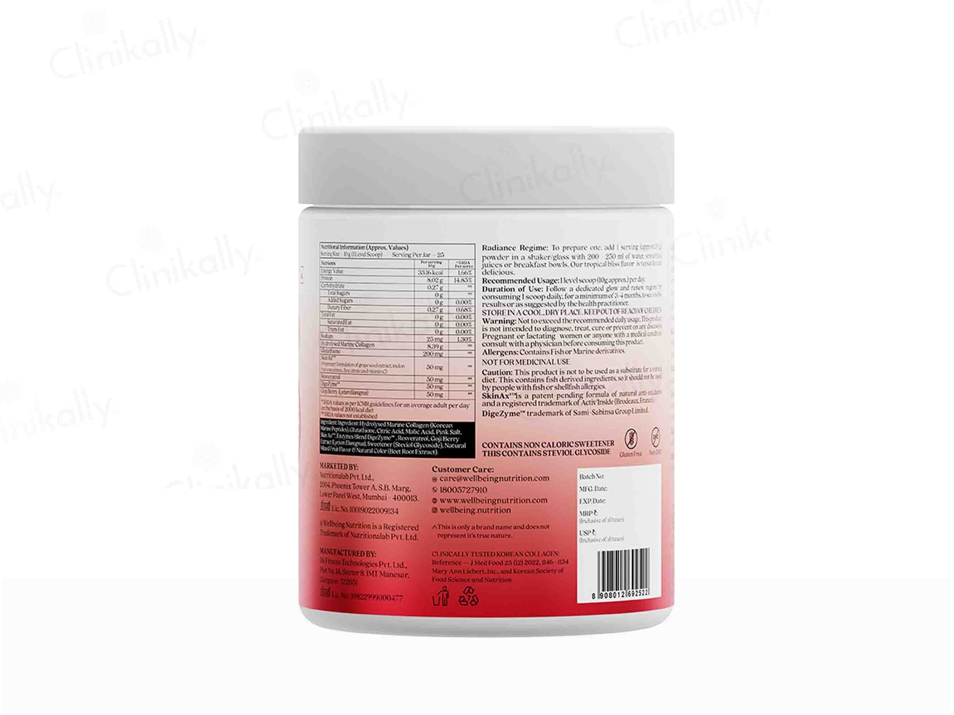 Wellbeing Nutrition Glow Korean Marine Collagen Powder - Tropical Bliss Flavour
