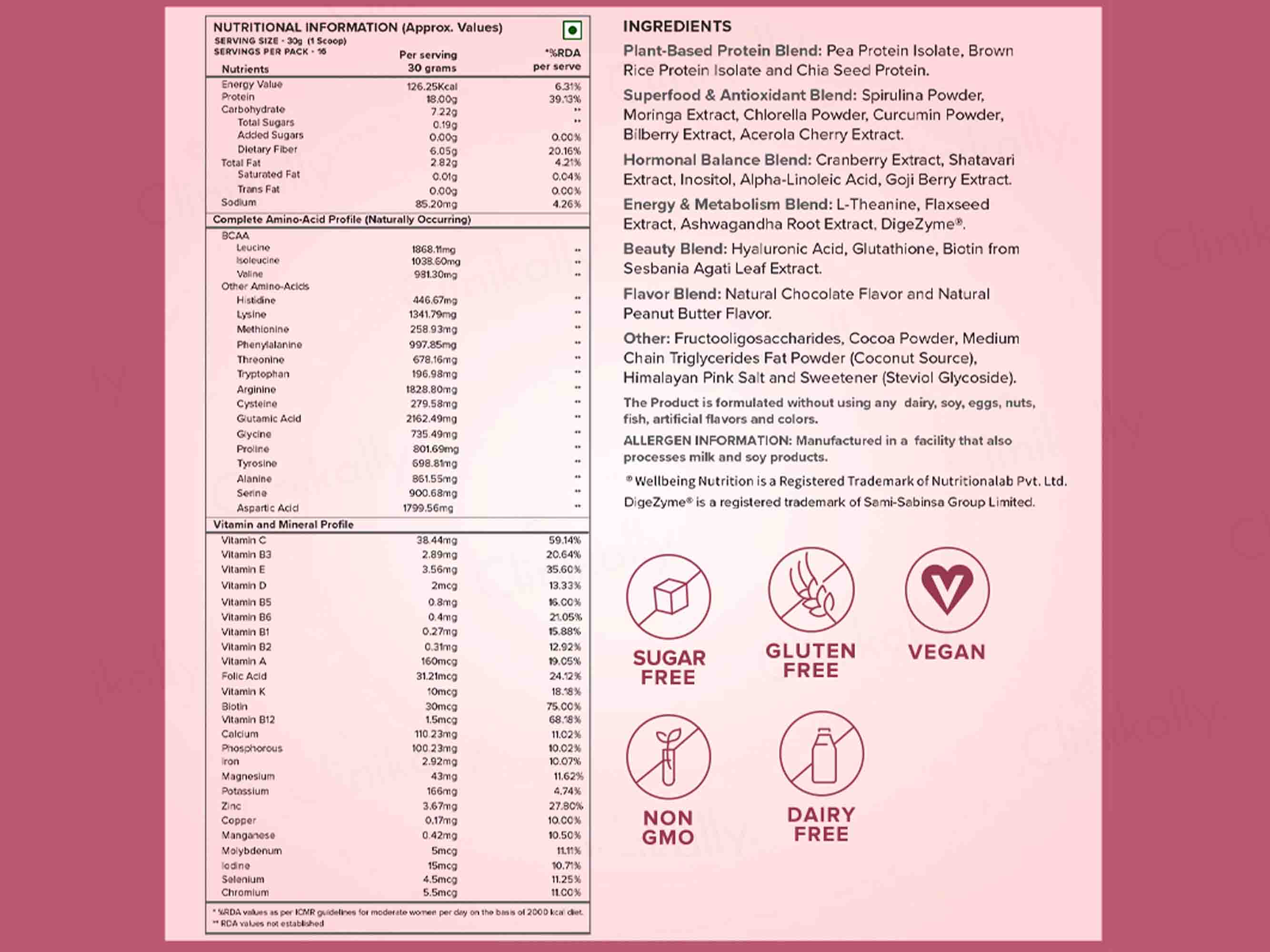 Wellbeing Nutrition Her Superfood Plant Protein Powder For Women - Chocolate Peanut Butter Flavour