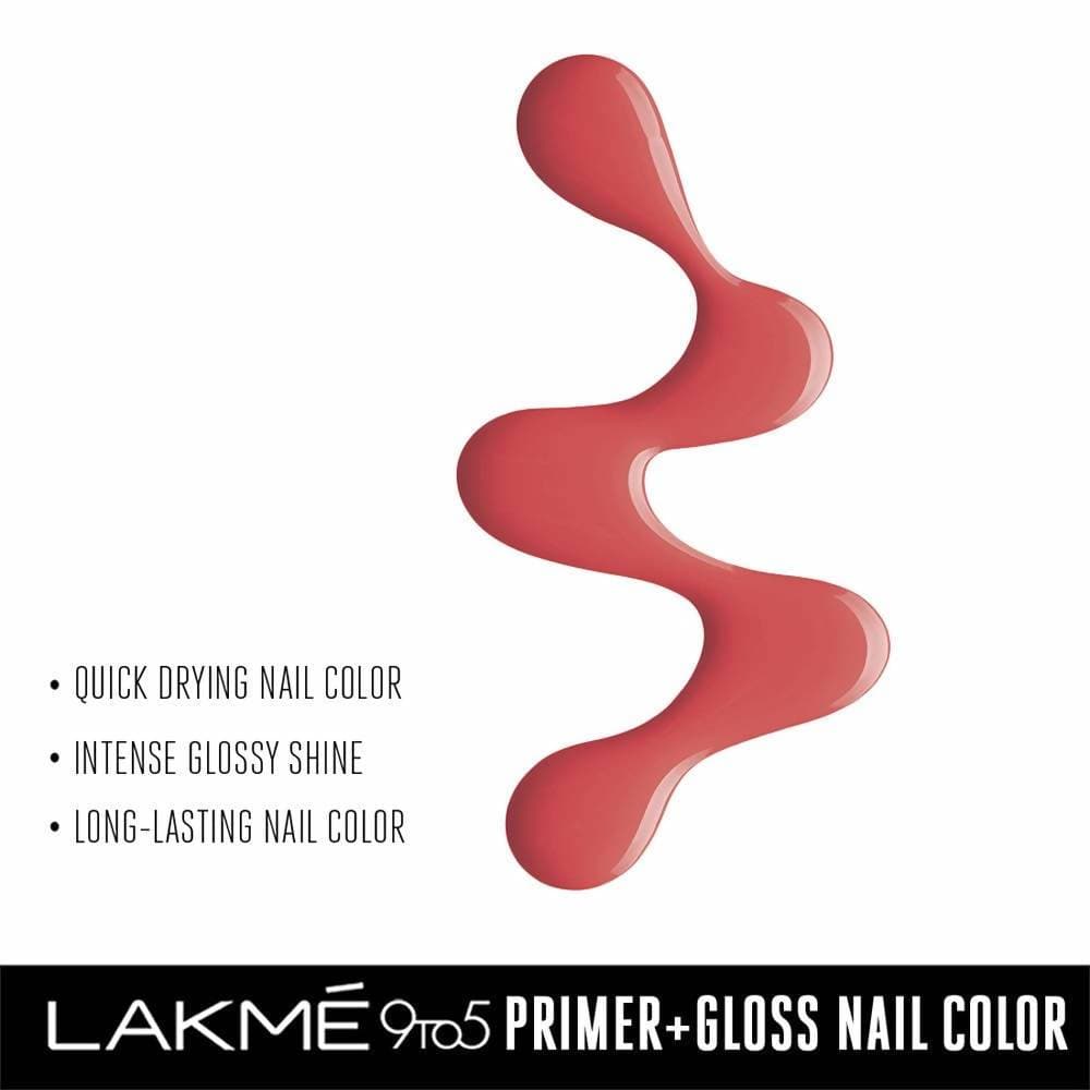 Lakme 9 To 5 Primer + Gloss Nail Colour - Orange Coat