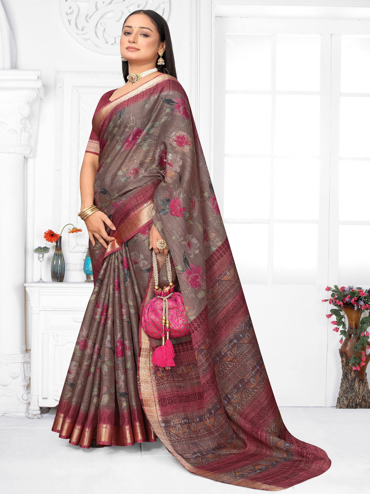 Light Purple Chanderi Silk Saree