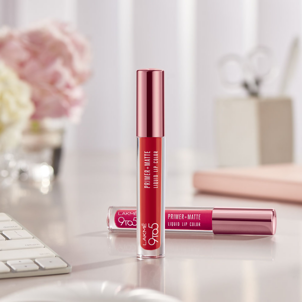 Lakme 9to5 Primer + Matte Liquid Lip Color - MB2 Intense Latte