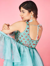 Sky Blue Art Silk Designer Lehenga