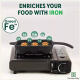 9 Pit/Cup CASTrong Cast Iron Paniyaram/Appe Pan+ Cool Silicone Grip, Pre - seasoned, Nonstick, 100% Pure, Toxin - free, 18cm, 2.4 kg - Vamzn#