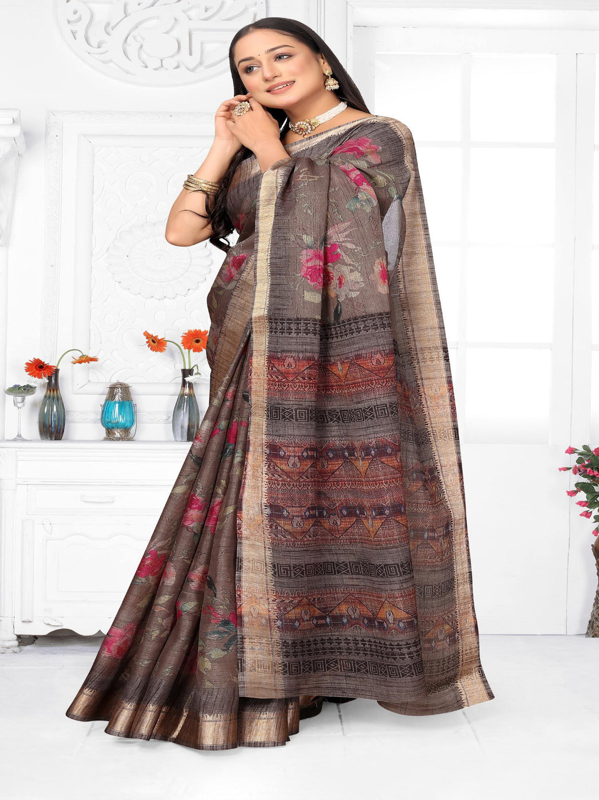 Light Purple Chanderi Silk Saree