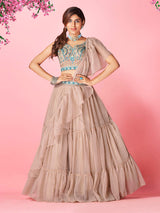 Rose Taupe Art Silk Designer Lehenga