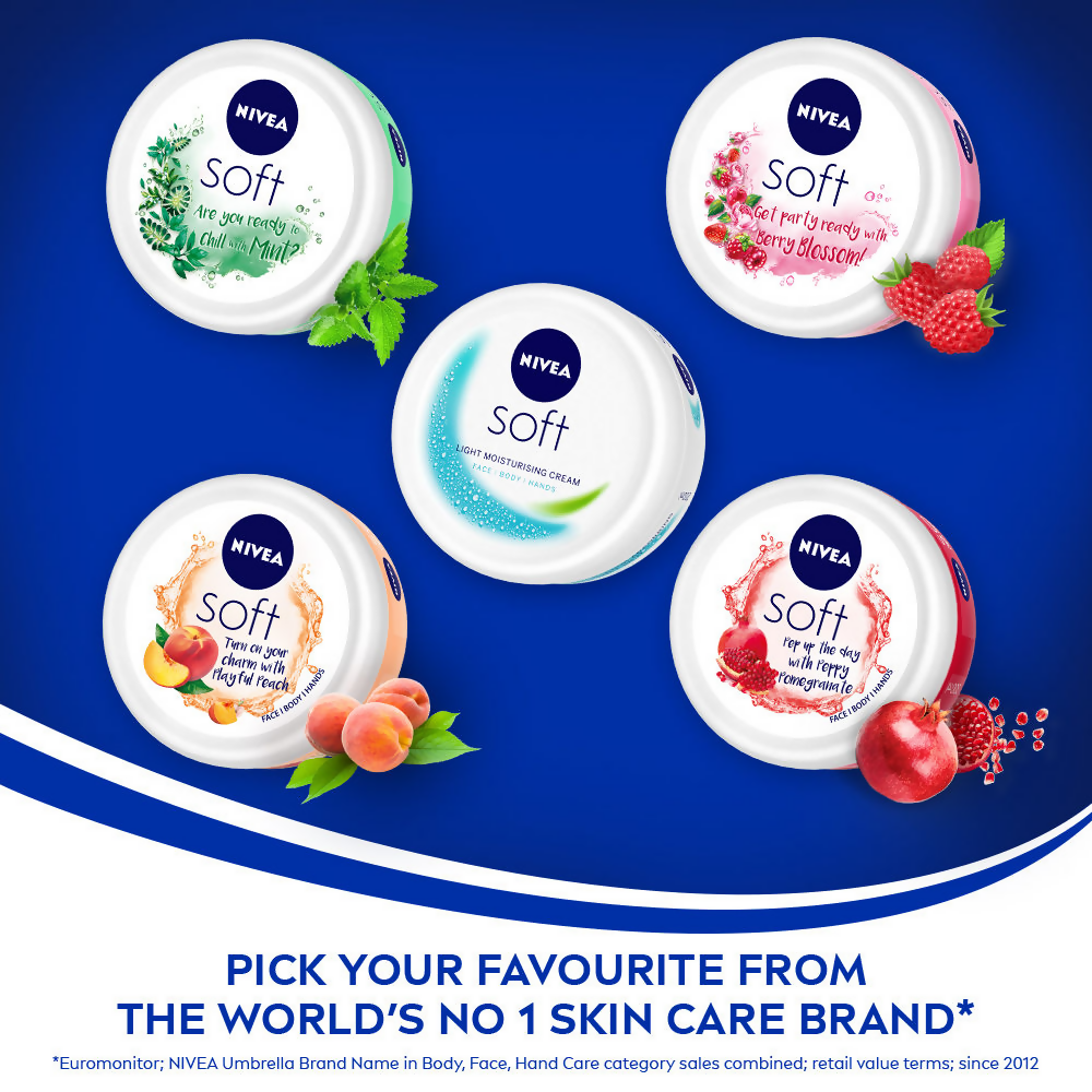 Nivea Soft Light Moisturizer Cream Peppy Pomegranate For Hands And Body