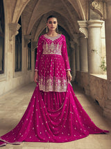 Rani Real Georgette Gharara Style Embroidered Suit