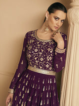 palatinate Georgette Embroidered Designer Palazzo Suit