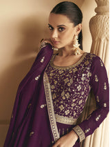 palatinate Georgette Embroidered Designer Palazzo Suit