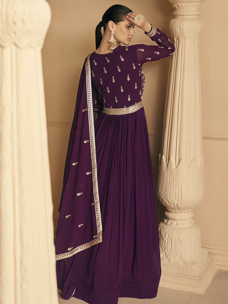 palatinate Georgette Embroidered Designer Palazzo Suit