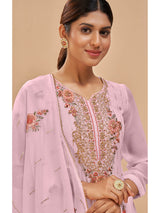 Light Pink Pure Georgette Embroidered Suit