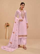 Light Pink Pure Georgette Embroidered Suit