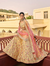 Yellow Organza Embroidered Lehenga