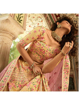 Yellow Art Silk Embroidered Lehenga