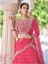 Pink Net Embroidered Lehenga