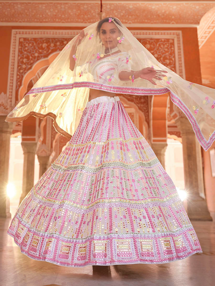 White Designer Hand work Lehenga