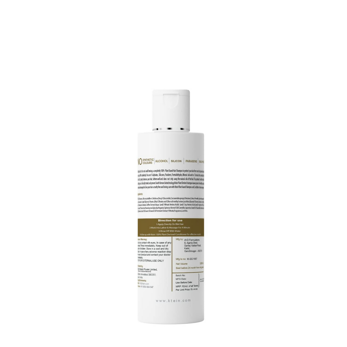 Ktein Natural Chemical Free Plant Derived Shampoo